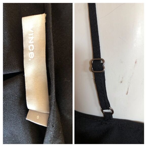 Vince 100% Silk V Neck Black Cami Dress Sz Small - Picture 7 of 10